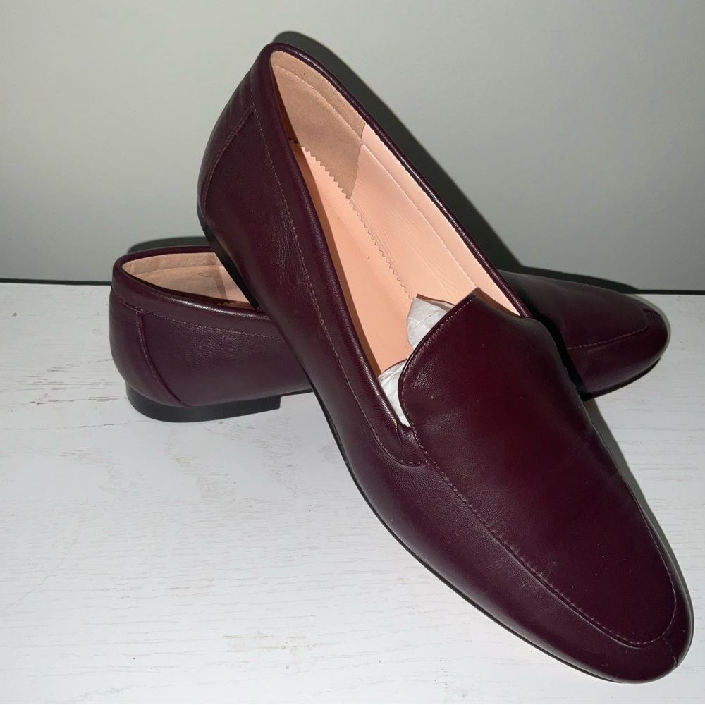 NEW J. Crew Women's Cecile leather smoking slippers loafers dark red burgundy - Picture 3 of 6
